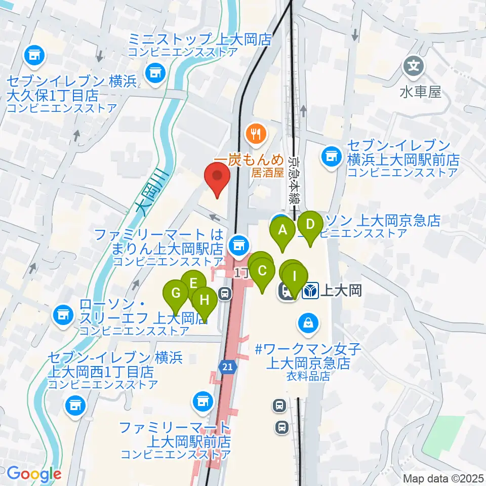 フレンド楽器 ソナーレ上大岡周辺のカフェ一覧地図