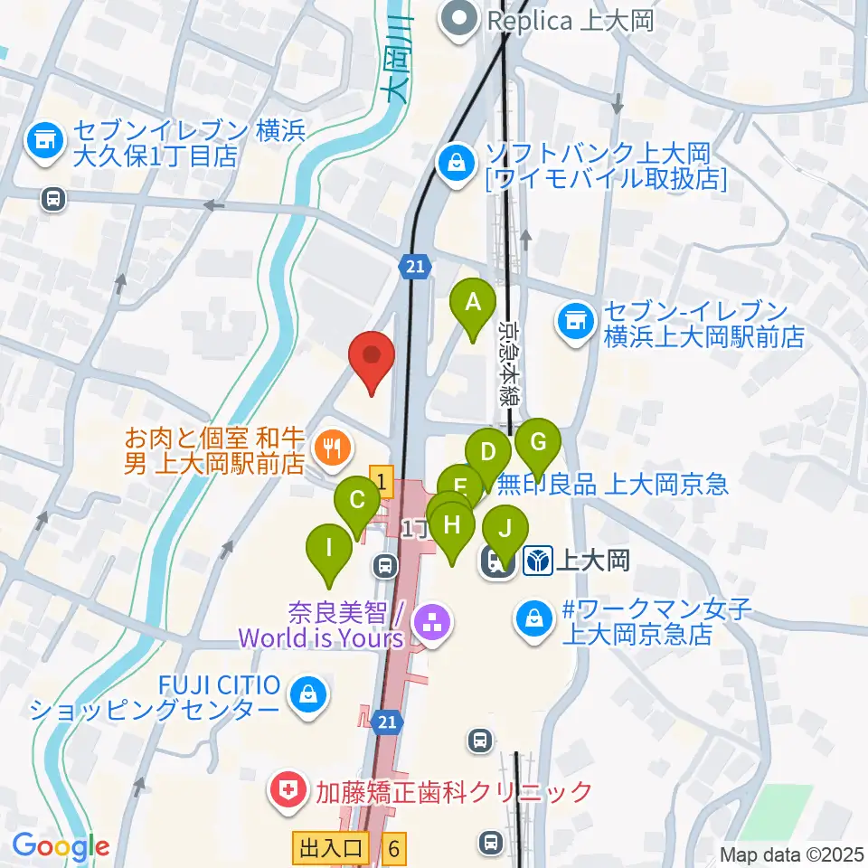 フレンド楽器 ソナーレ上大岡周辺のカフェ一覧地図