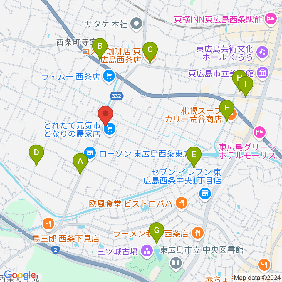 ハママツ楽器周辺のカフェ一覧地図