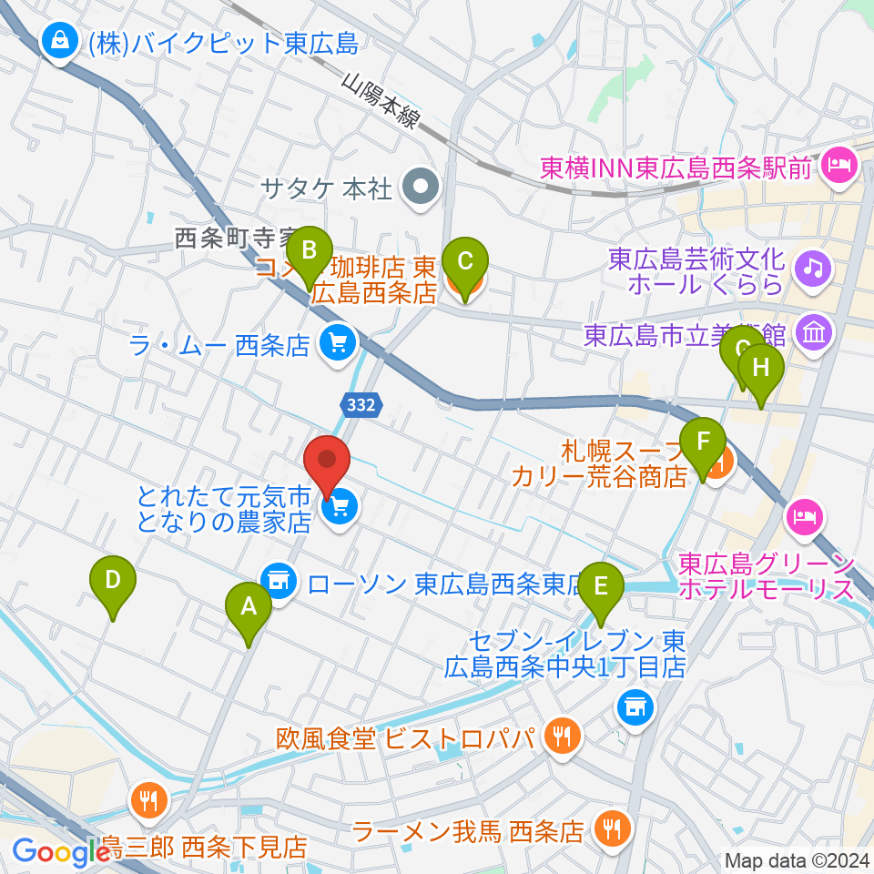 ハママツ楽器周辺のカフェ一覧地図