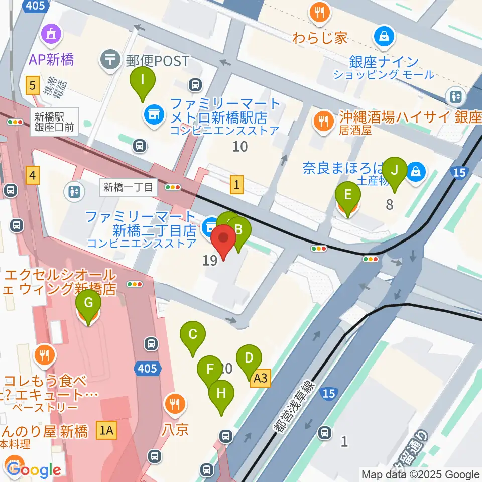 ミュージックアベニュー銀座アネックス周辺のカフェ一覧地図