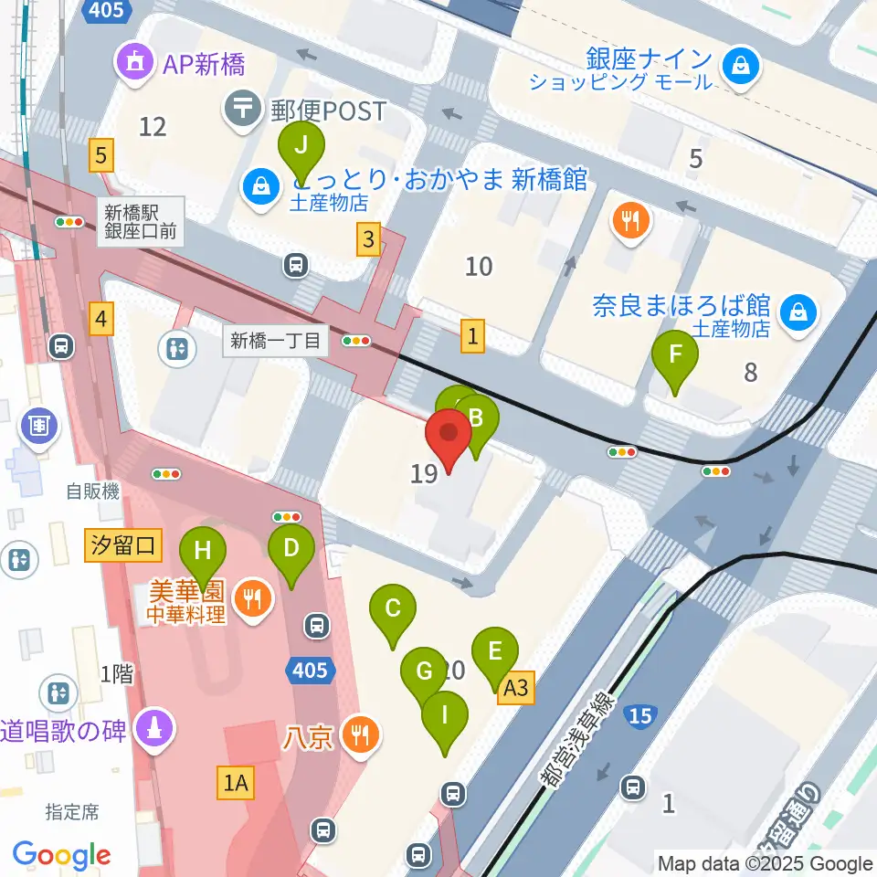 ミュージックアベニュー銀座アネックス周辺のカフェ一覧地図