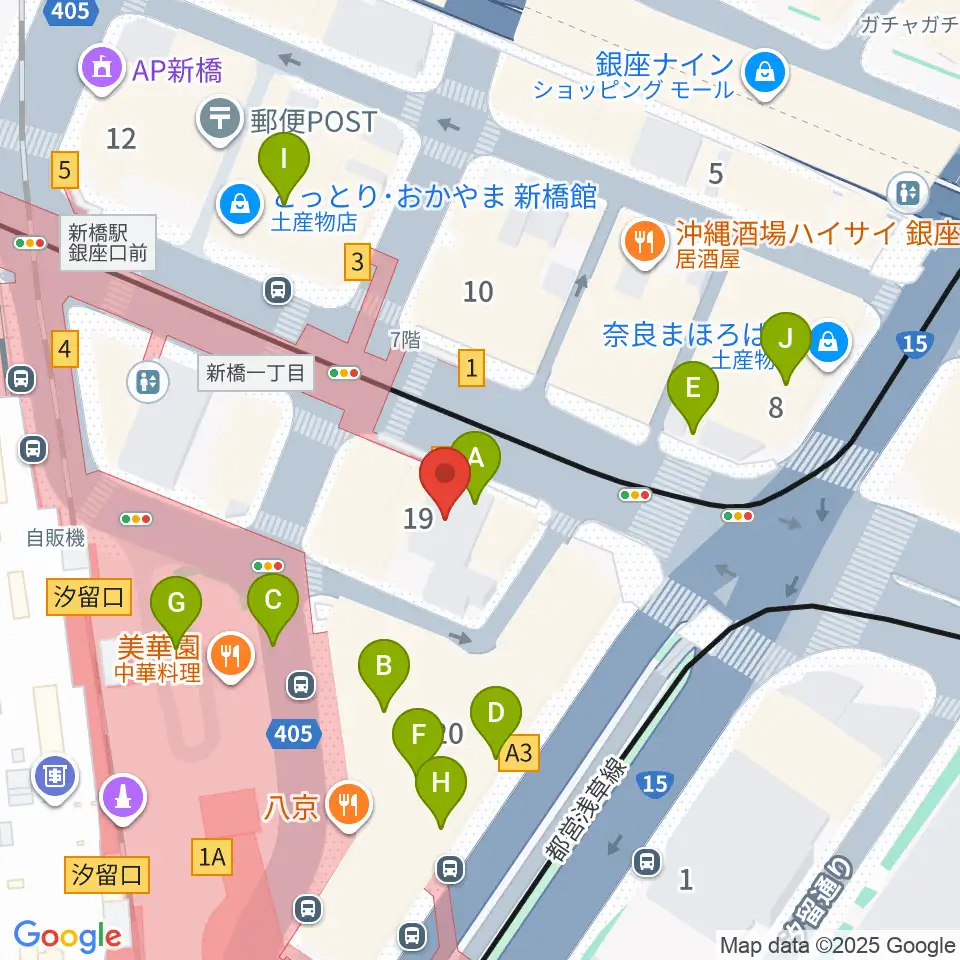 ミュージックアベニュー銀座アネックス周辺のカフェ一覧地図