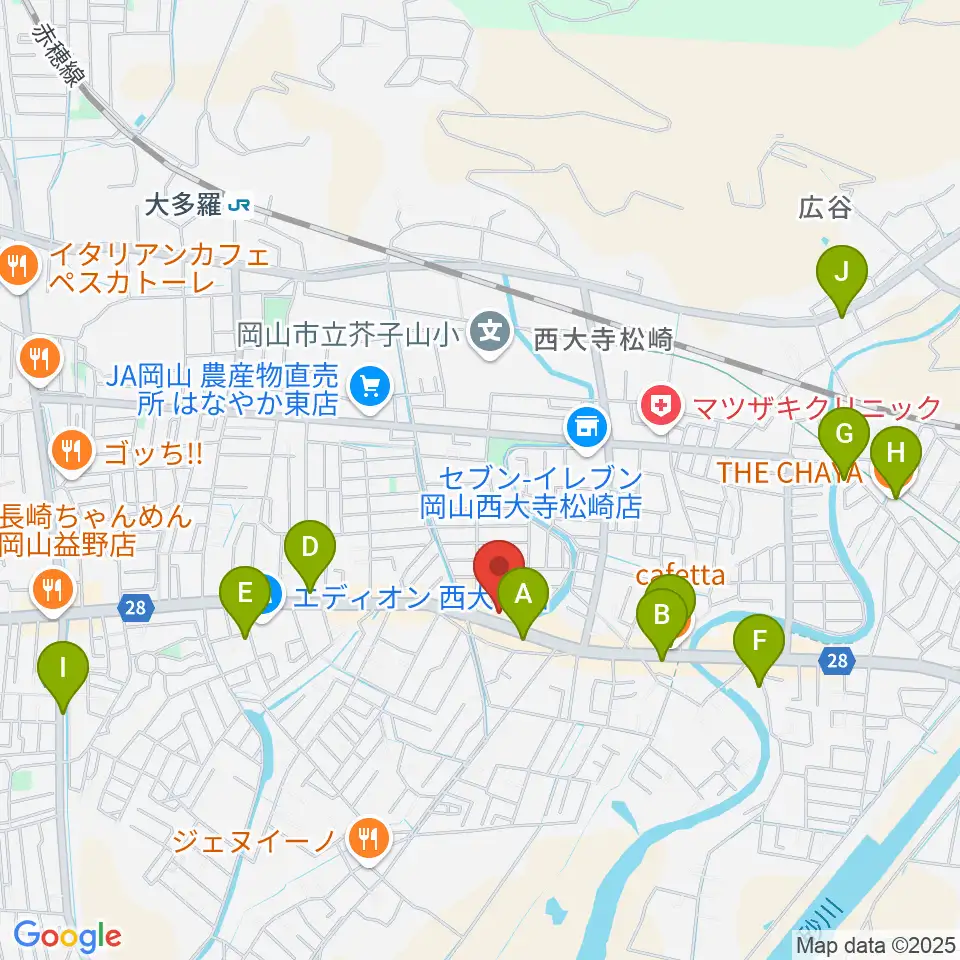 こだま楽器周辺のカフェ一覧地図