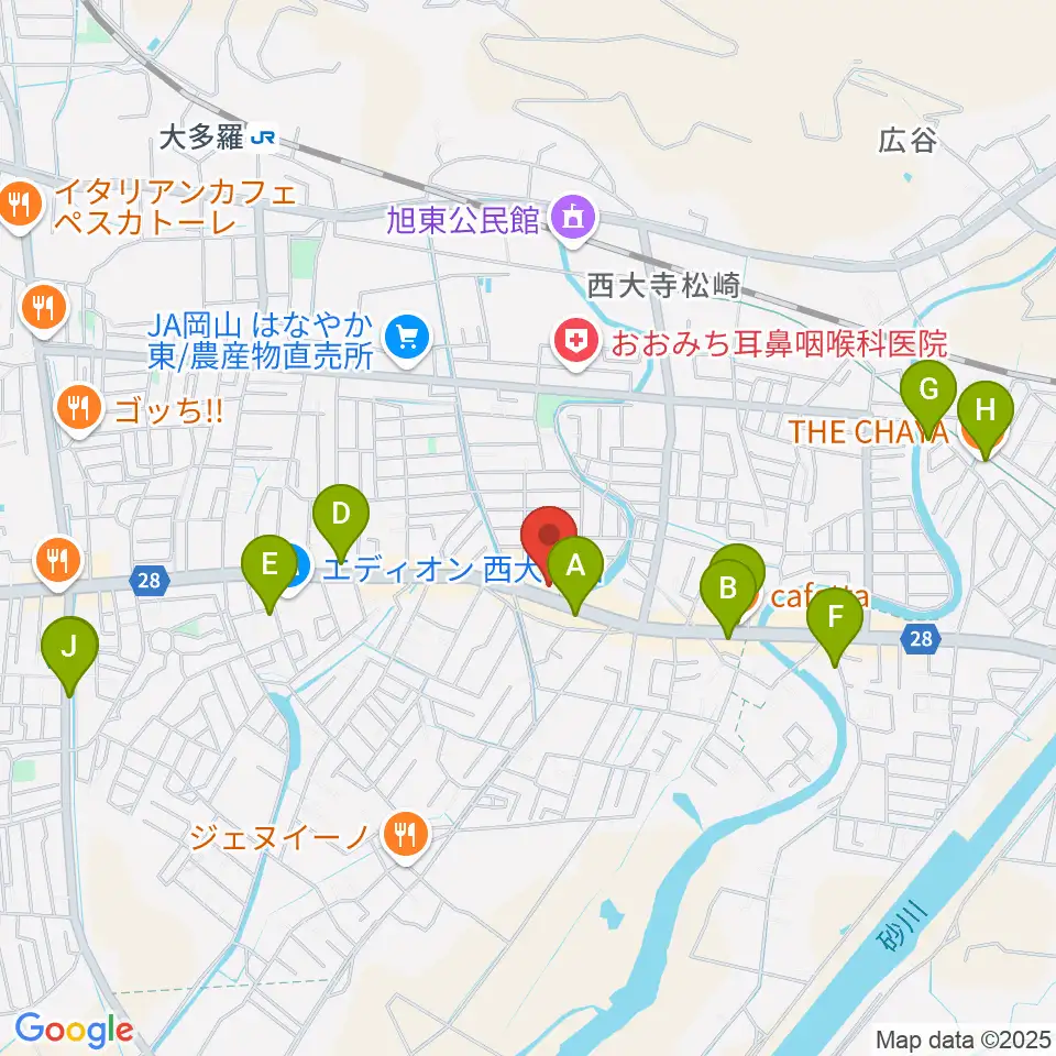 こだま楽器周辺のカフェ一覧地図