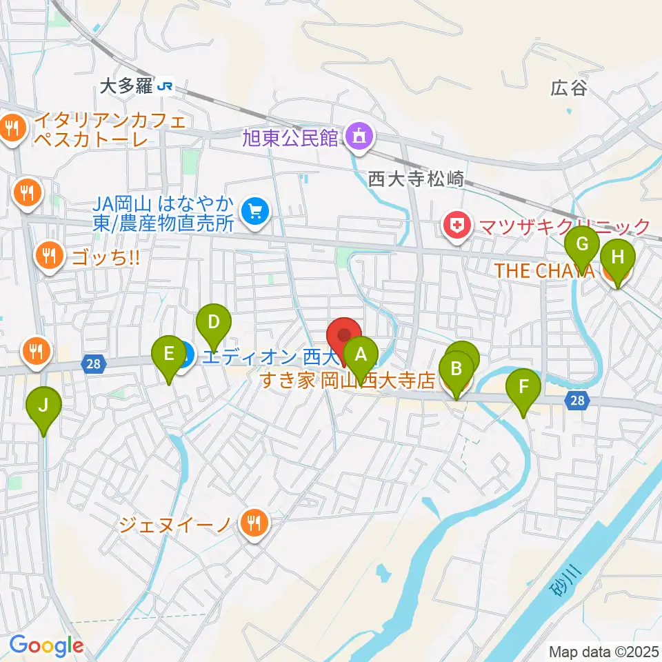 こだま楽器周辺のカフェ一覧地図