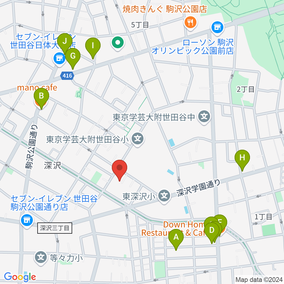 アライブレコーディングスタジオ周辺のカフェ一覧地図