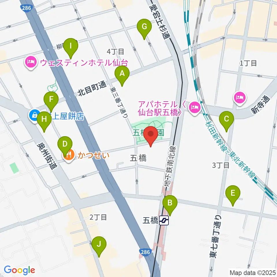 STUDIO B/2 五橋店周辺のカフェ一覧地図