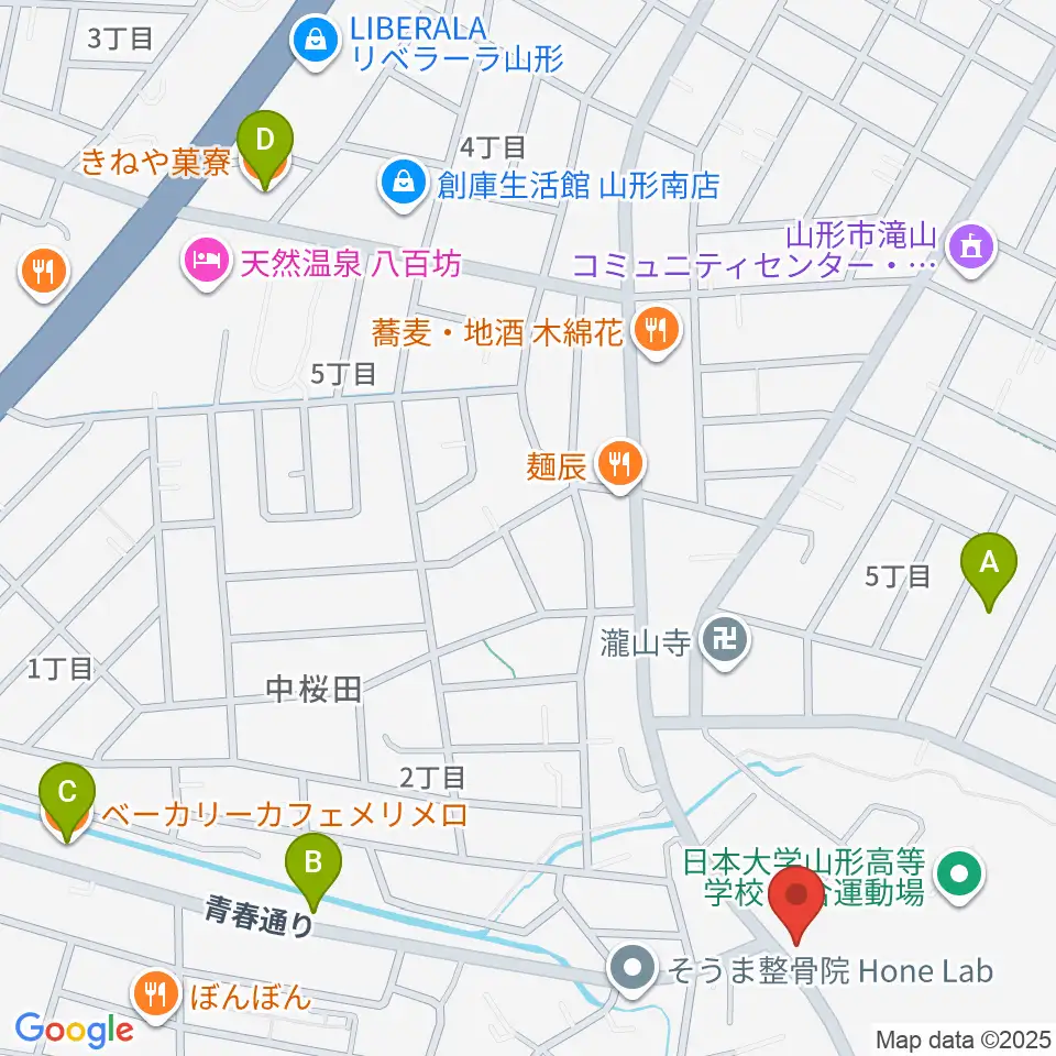 山形サンセットスタジオ周辺のカフェ一覧地図