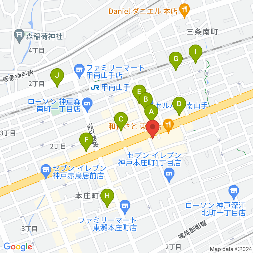 zing music周辺のカフェ一覧地図