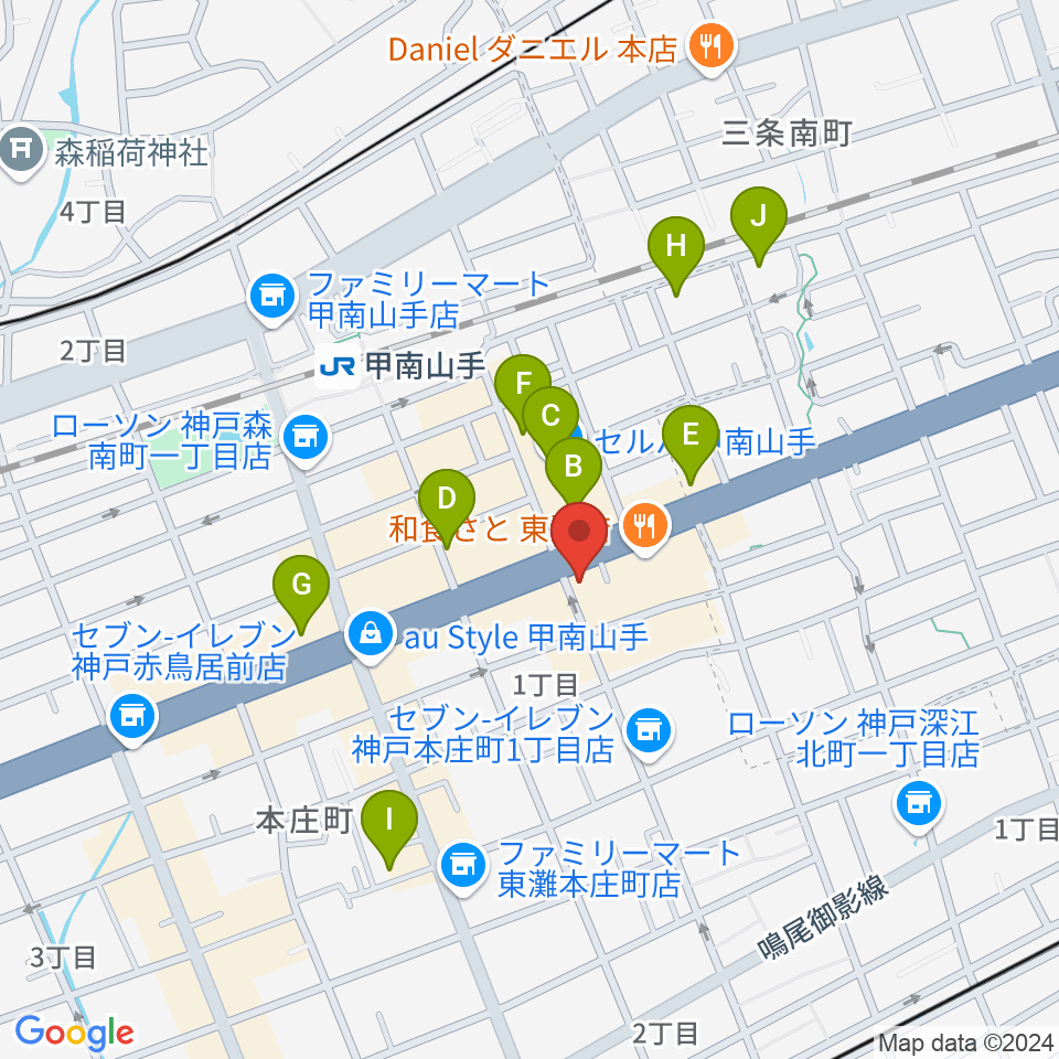 zing music周辺のカフェ一覧地図