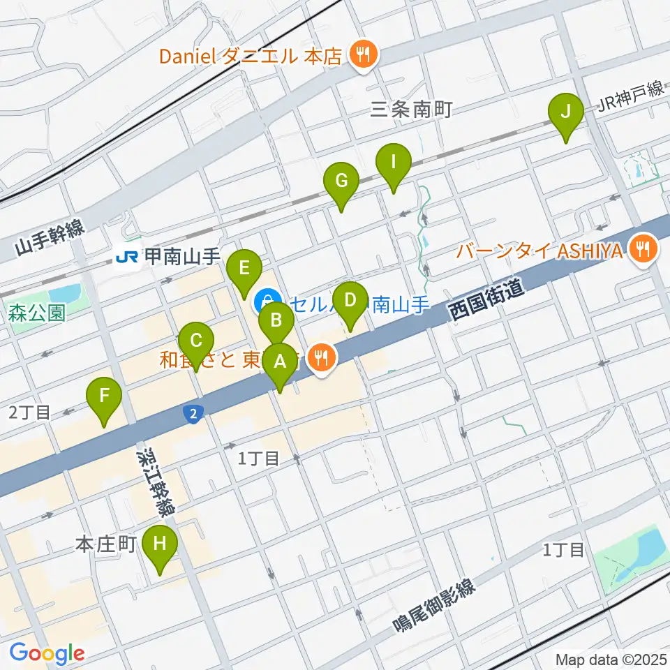 zing music周辺のカフェ一覧地図