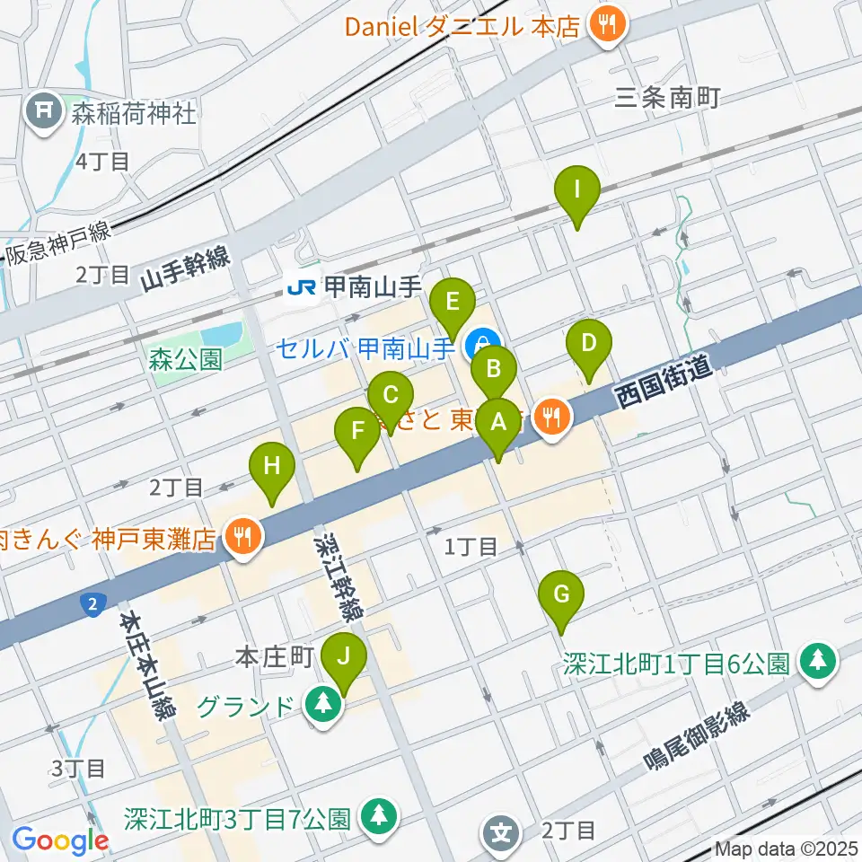 zing music周辺のカフェ一覧地図