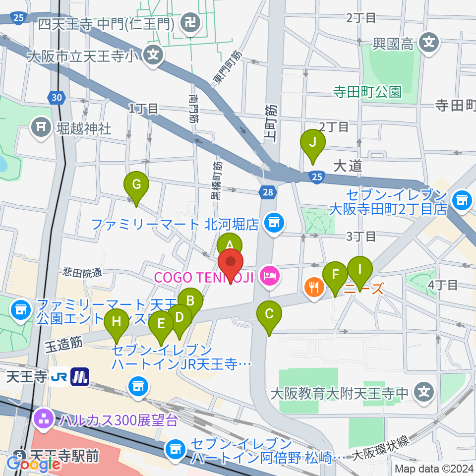 K's Music Lab ギター教室周辺のカフェ一覧地図