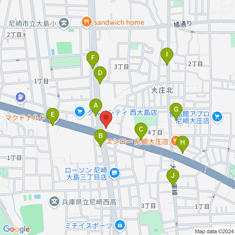 ライブスポットKURA 周辺のカフェ一覧地図