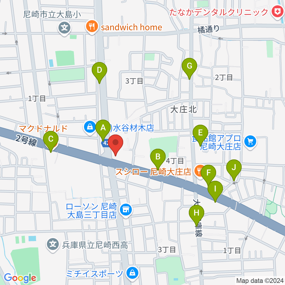 ライブスポットKURA 周辺のカフェ一覧地図