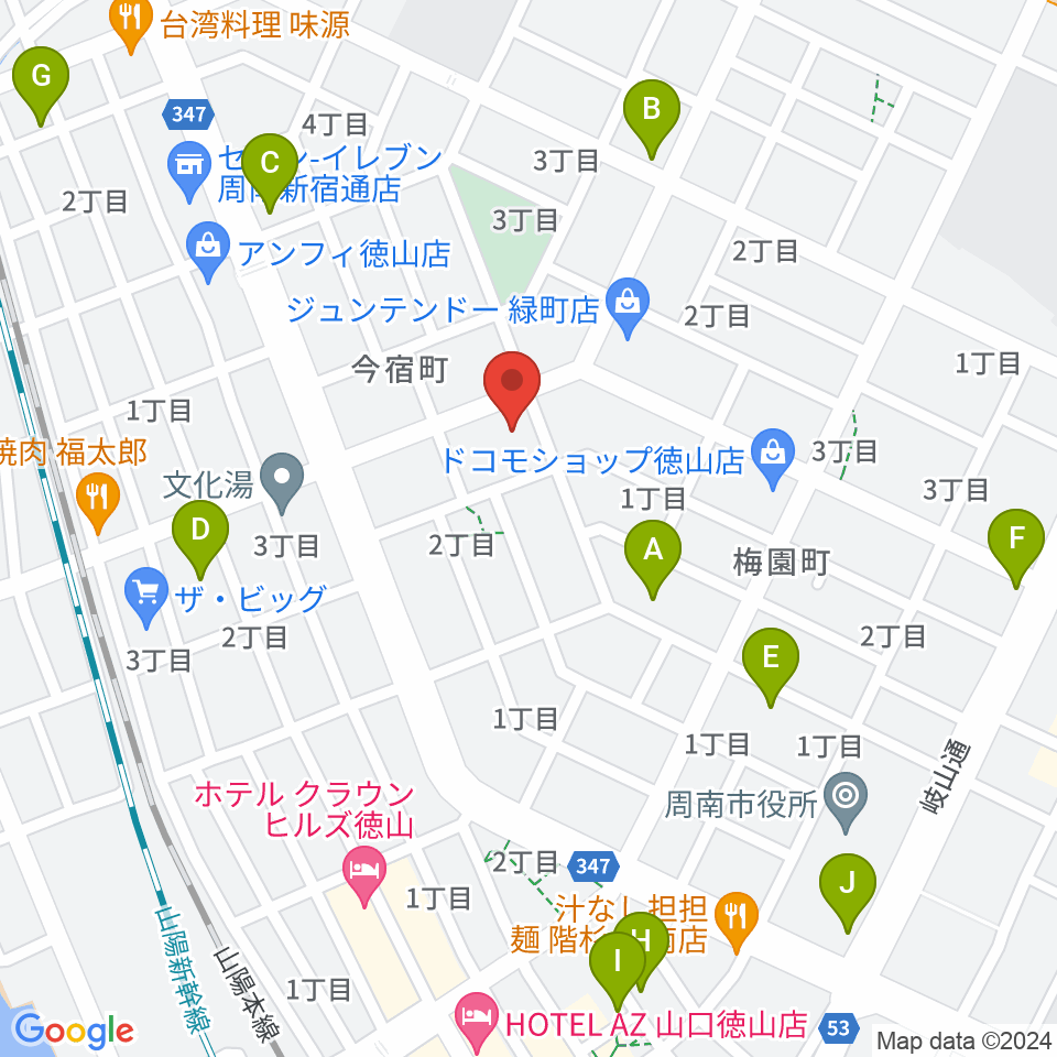 ポップス川上周南ピアノ館周辺のカフェ一覧地図