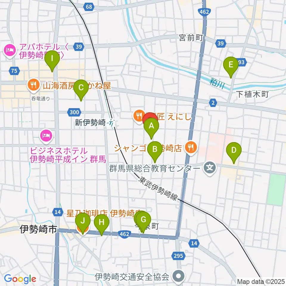 REFUGE Isesaki Studio周辺のカフェ一覧地図