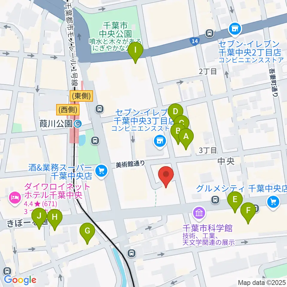 千葉スターナイト周辺のカフェ一覧地図