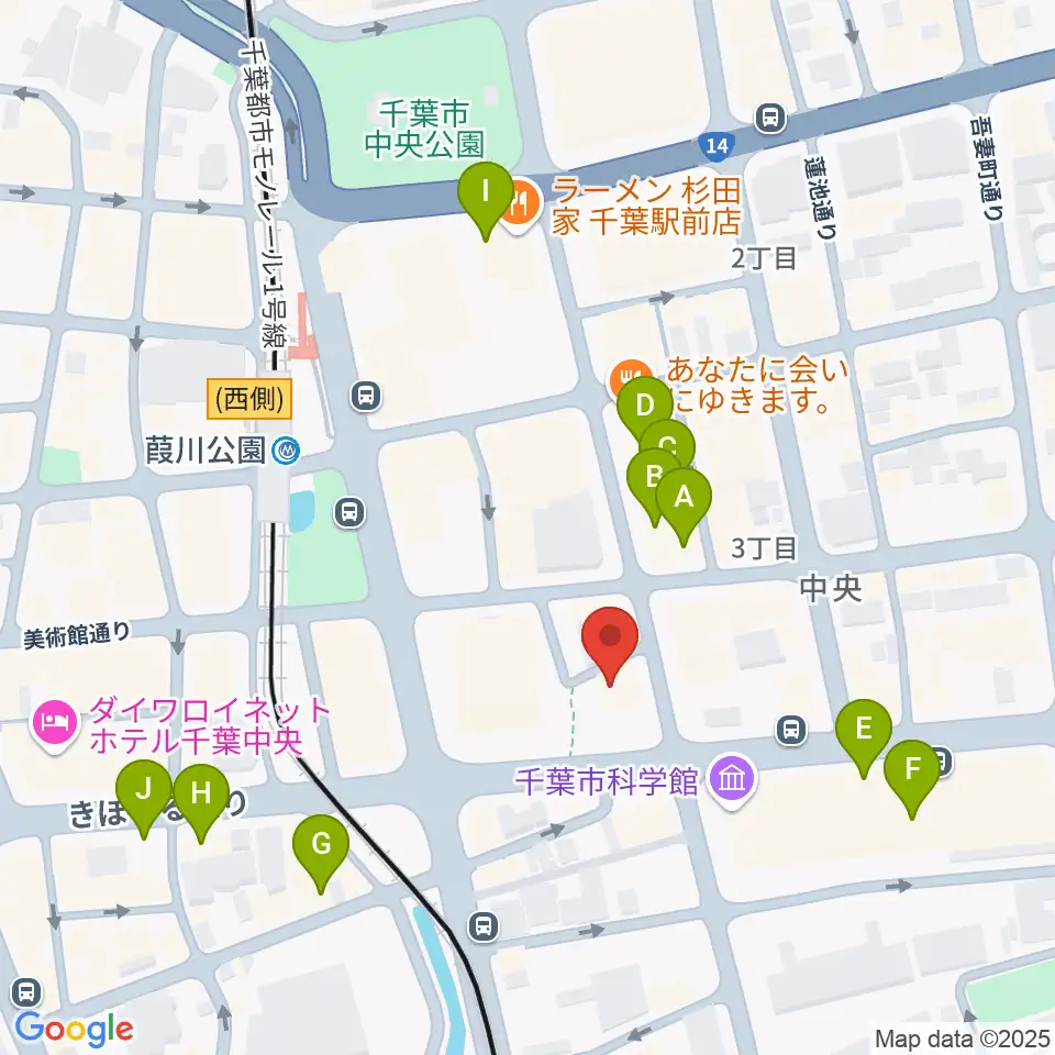 千葉スターナイト周辺のカフェ一覧地図