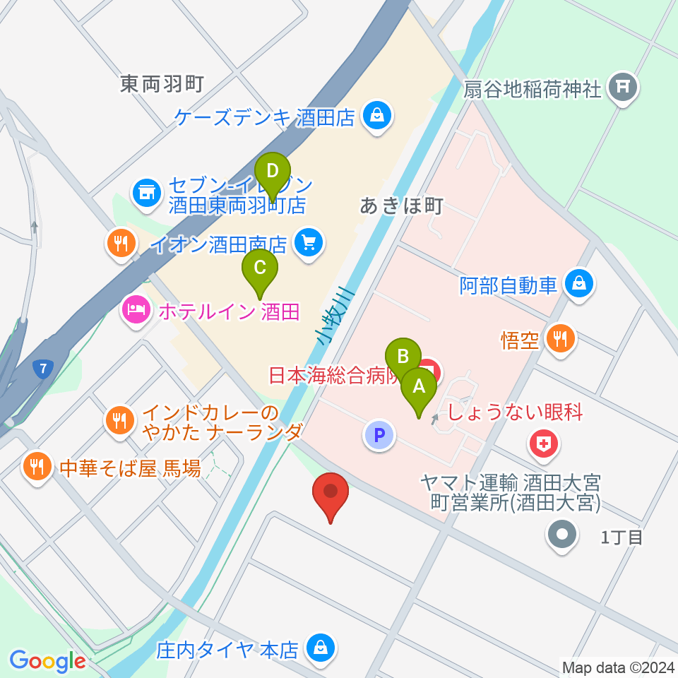 酒田MUSIC FACTORY スタジオ周辺のカフェ一覧地図