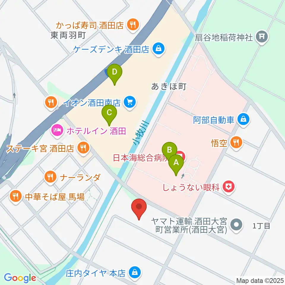 酒田MUSIC FACTORY スタジオ周辺のカフェ一覧地図