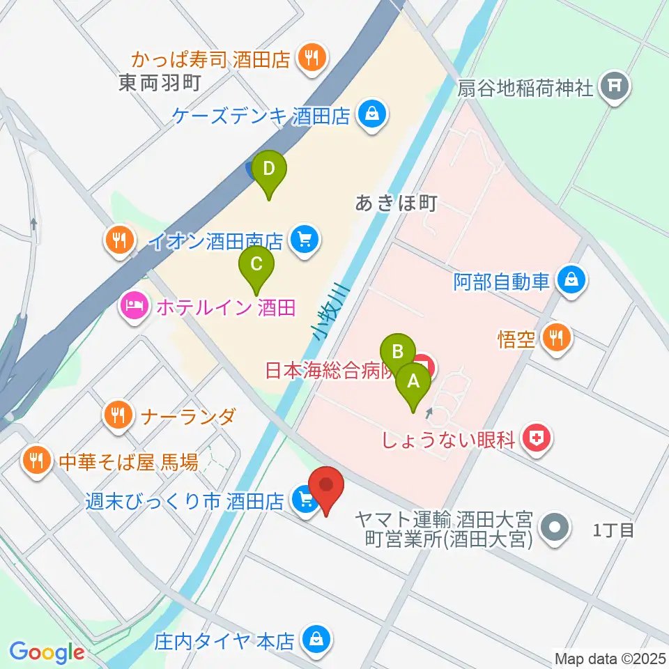 酒田MUSIC FACTORY スタジオ周辺のカフェ一覧地図