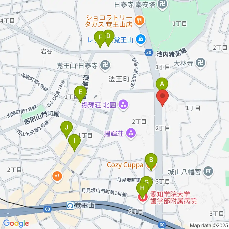 music studio blue周辺のカフェ一覧地図