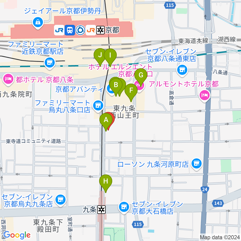 ノリキスタジオ周辺のカフェ一覧地図