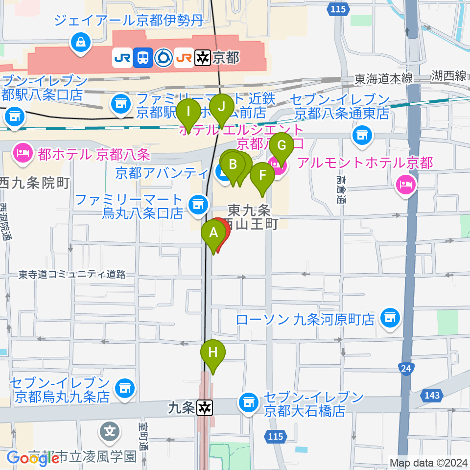 ノリキスタジオ周辺のカフェ一覧地図