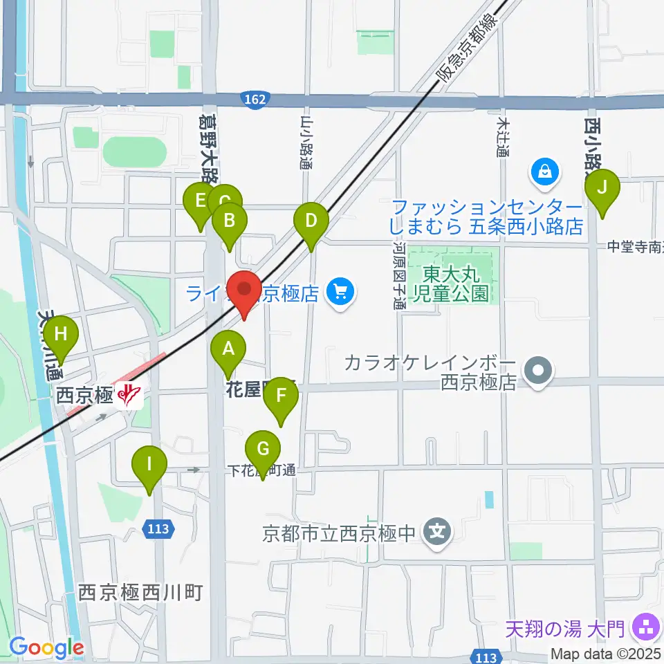 西京極STUDIO IZ周辺のカフェ一覧地図