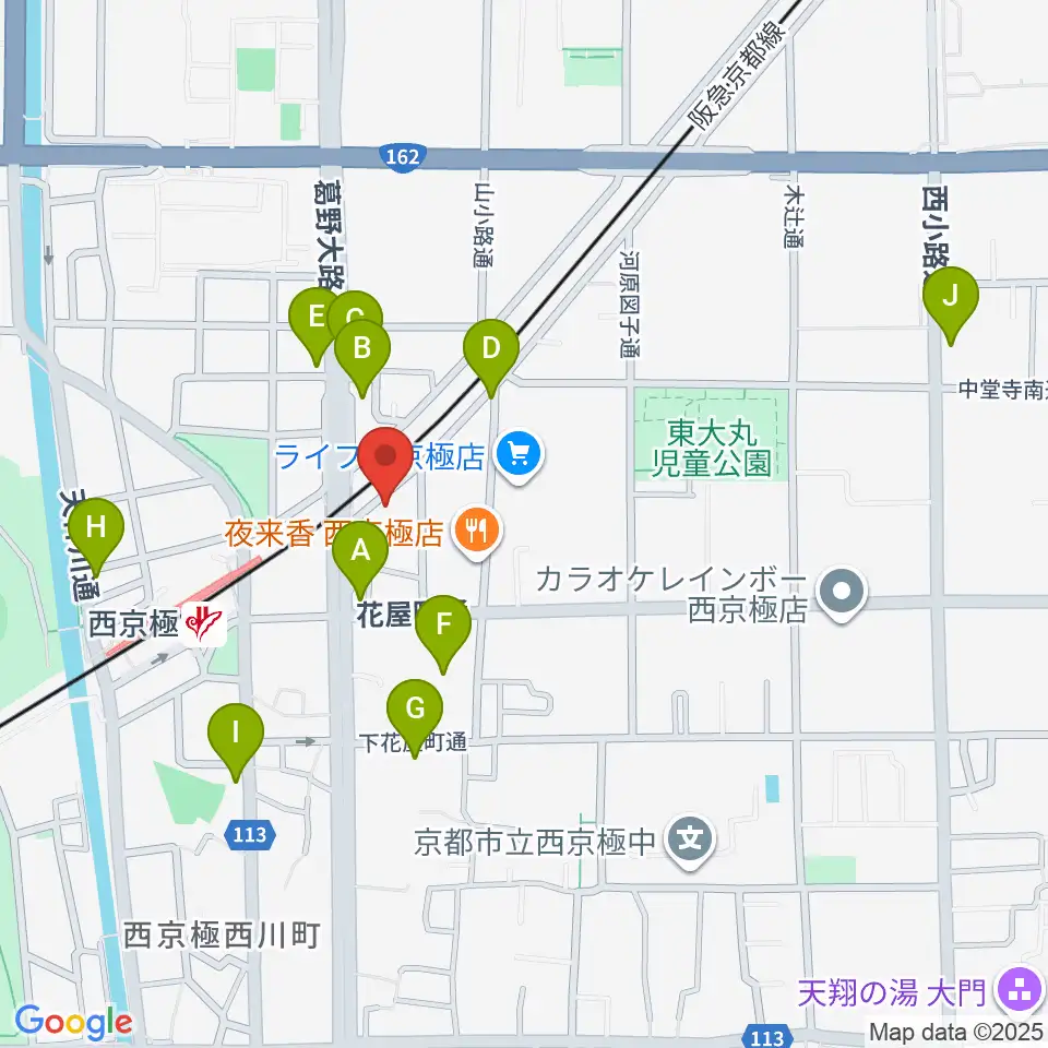 西京極STUDIO IZ周辺のカフェ一覧地図