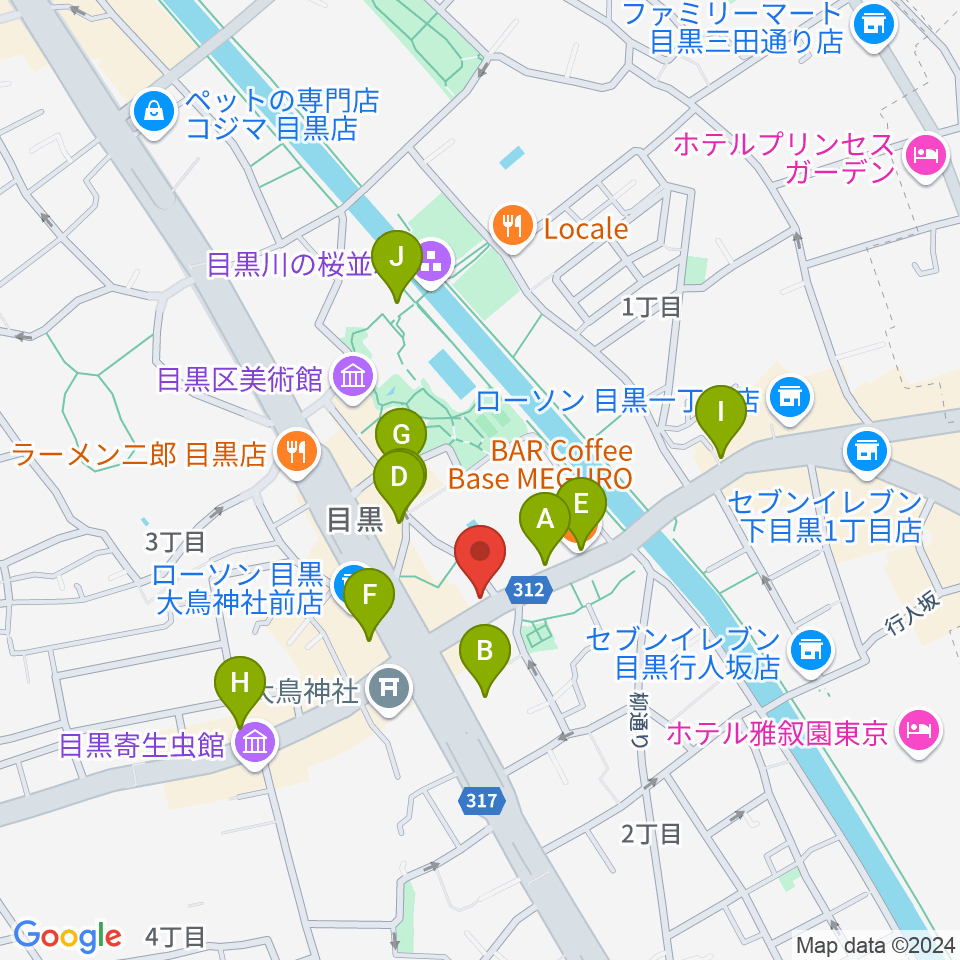 インターセプター周辺のカフェ一覧地図