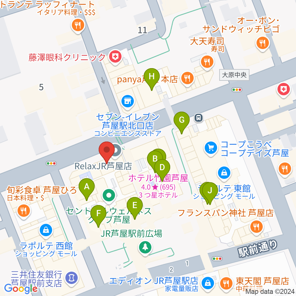 結城カルチャーセンター周辺のカフェ一覧地図