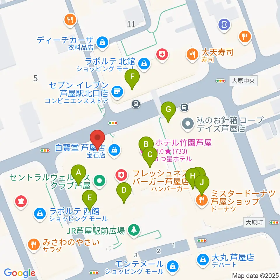 結城カルチャーセンター周辺のカフェ一覧地図