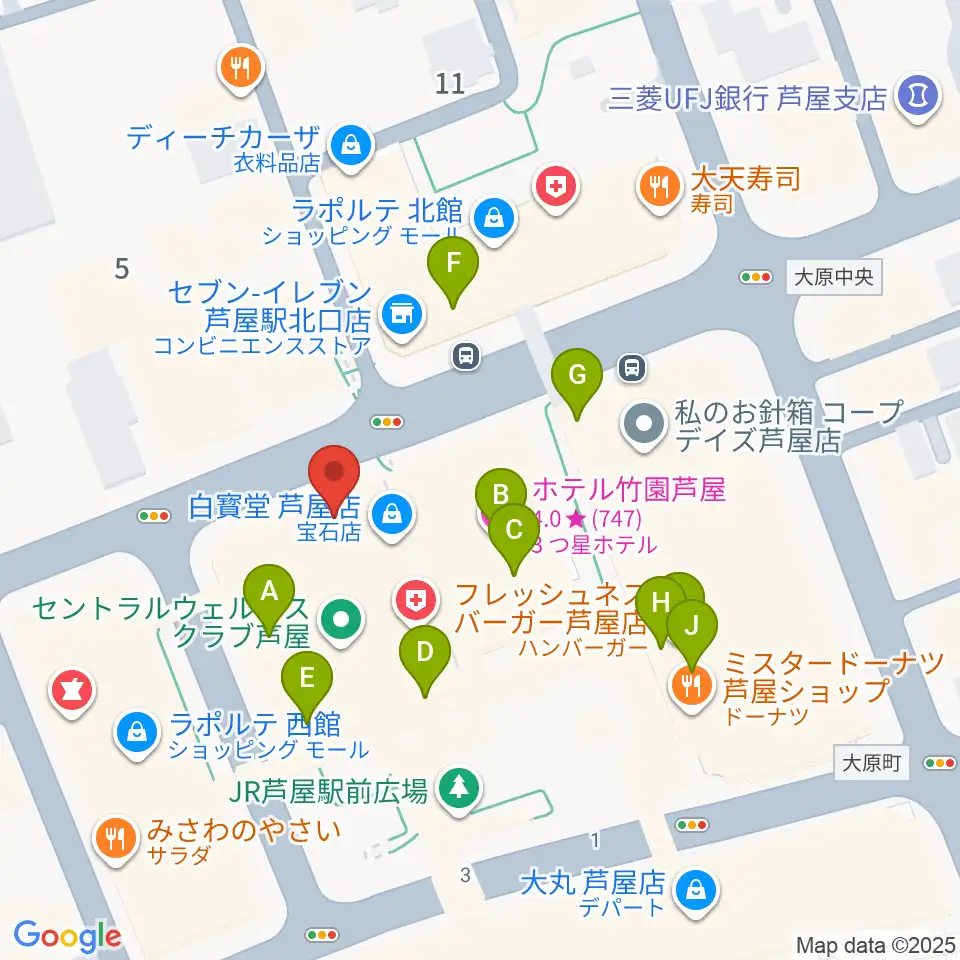 結城カルチャーセンター周辺のカフェ一覧地図