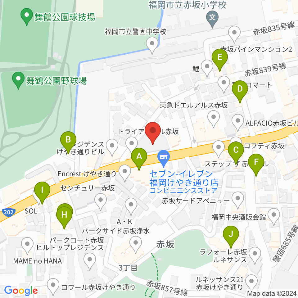 ファイネストピアノ福岡周辺のカフェ一覧地図