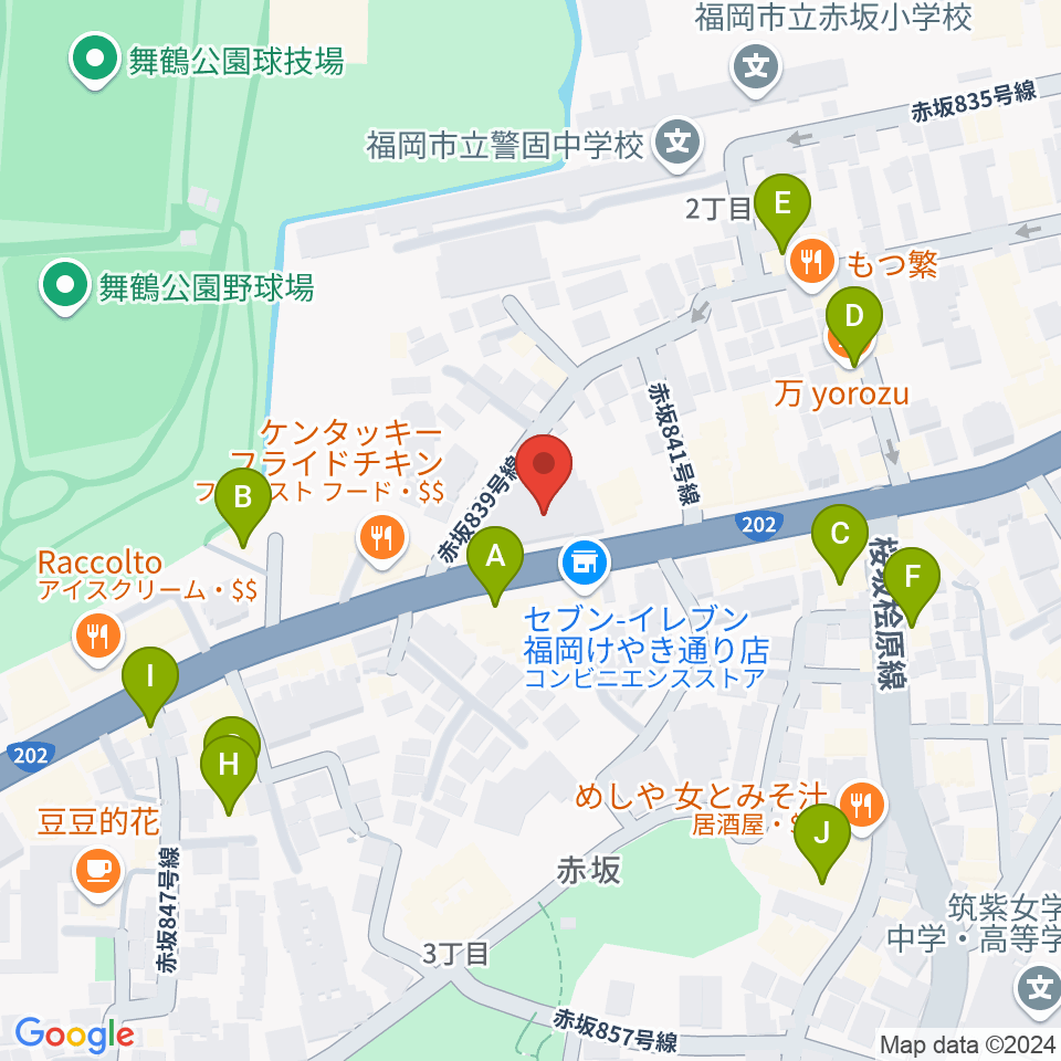 ファイネストピアノ福岡周辺のカフェ一覧地図