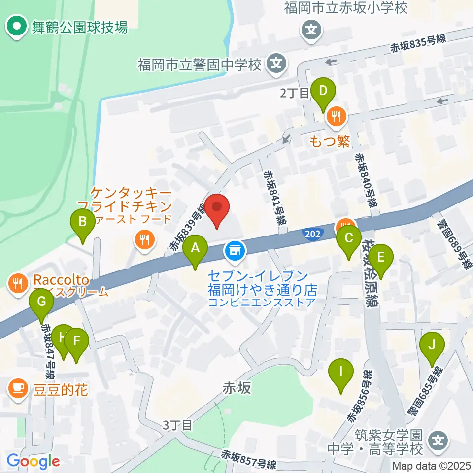 ファイネストピアノ福岡周辺のカフェ一覧地図