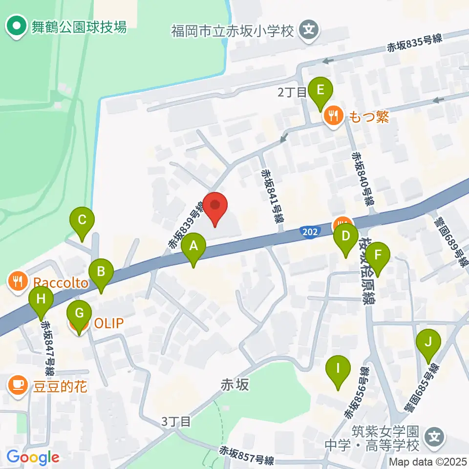 ファイネストピアノ福岡周辺のカフェ一覧地図