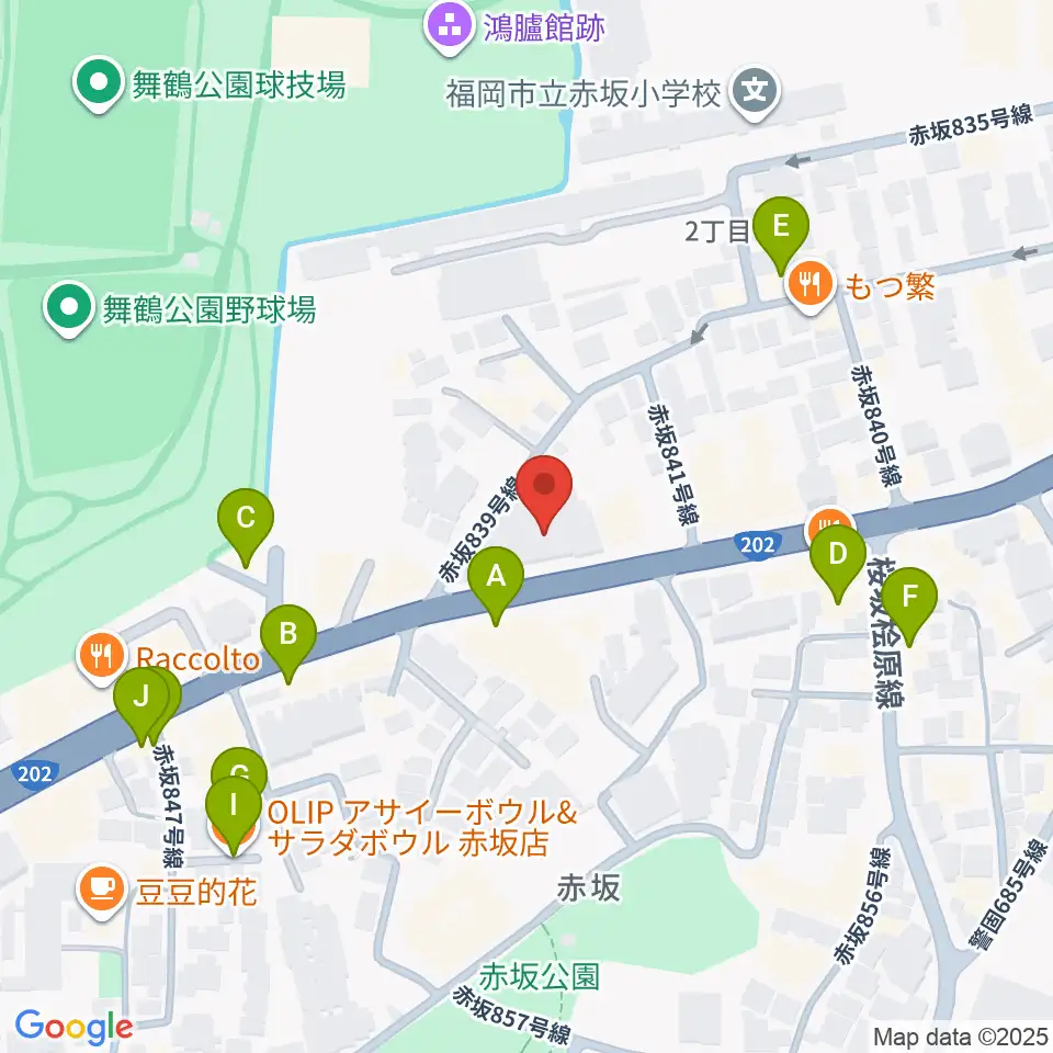 ファイネストピアノ福岡周辺のカフェ一覧地図