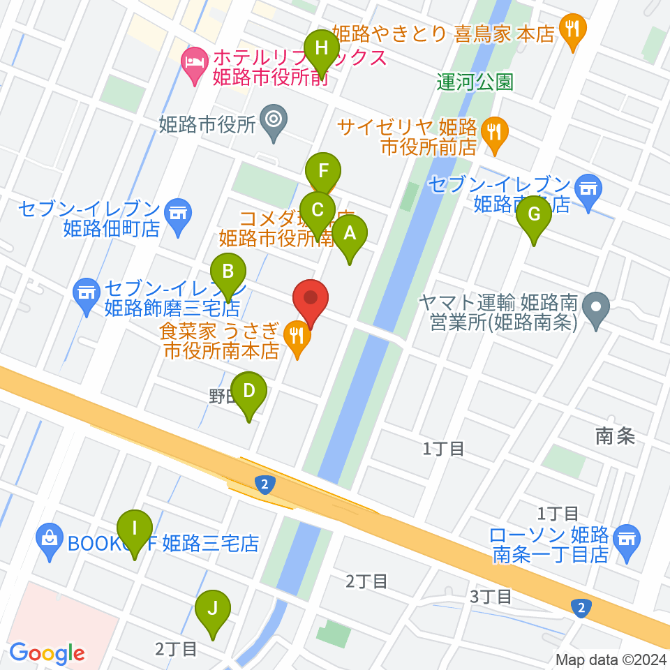 Beta Music 姫路南店周辺のカフェ一覧地図