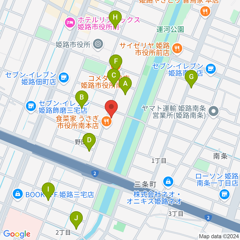 Beta Music 姫路南店周辺のカフェ一覧地図