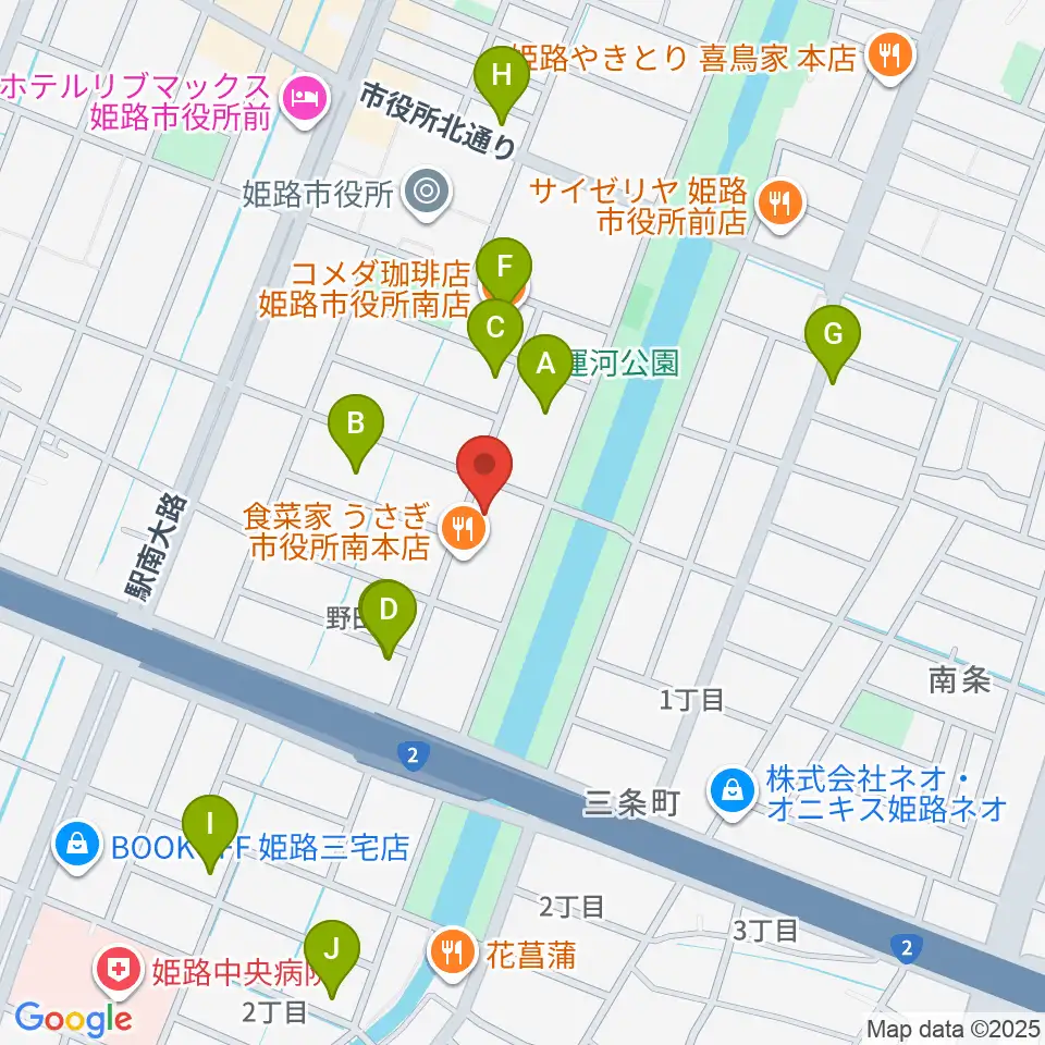 Beta Music 姫路南店周辺のカフェ一覧地図
