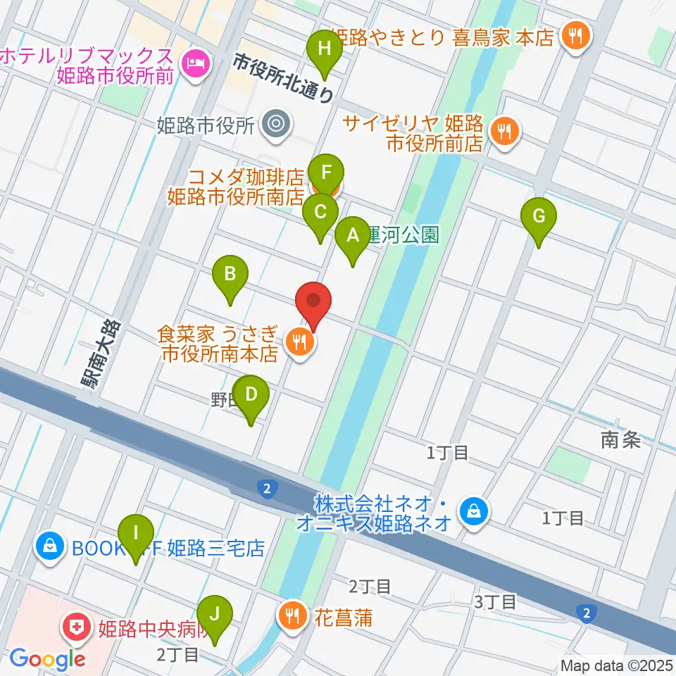 Beta Music 姫路南店周辺のカフェ一覧地図