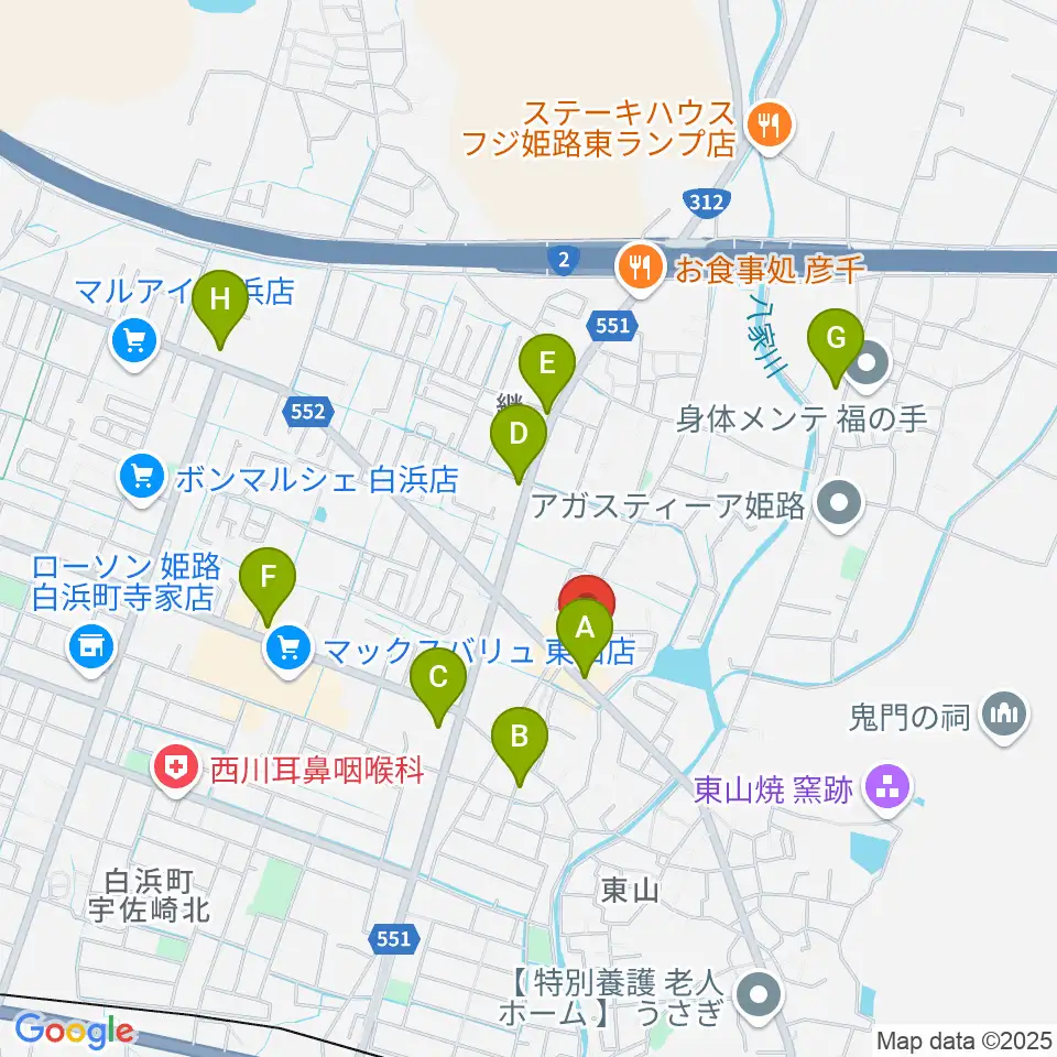 ベータミュージック姫路東店周辺のカフェ一覧地図