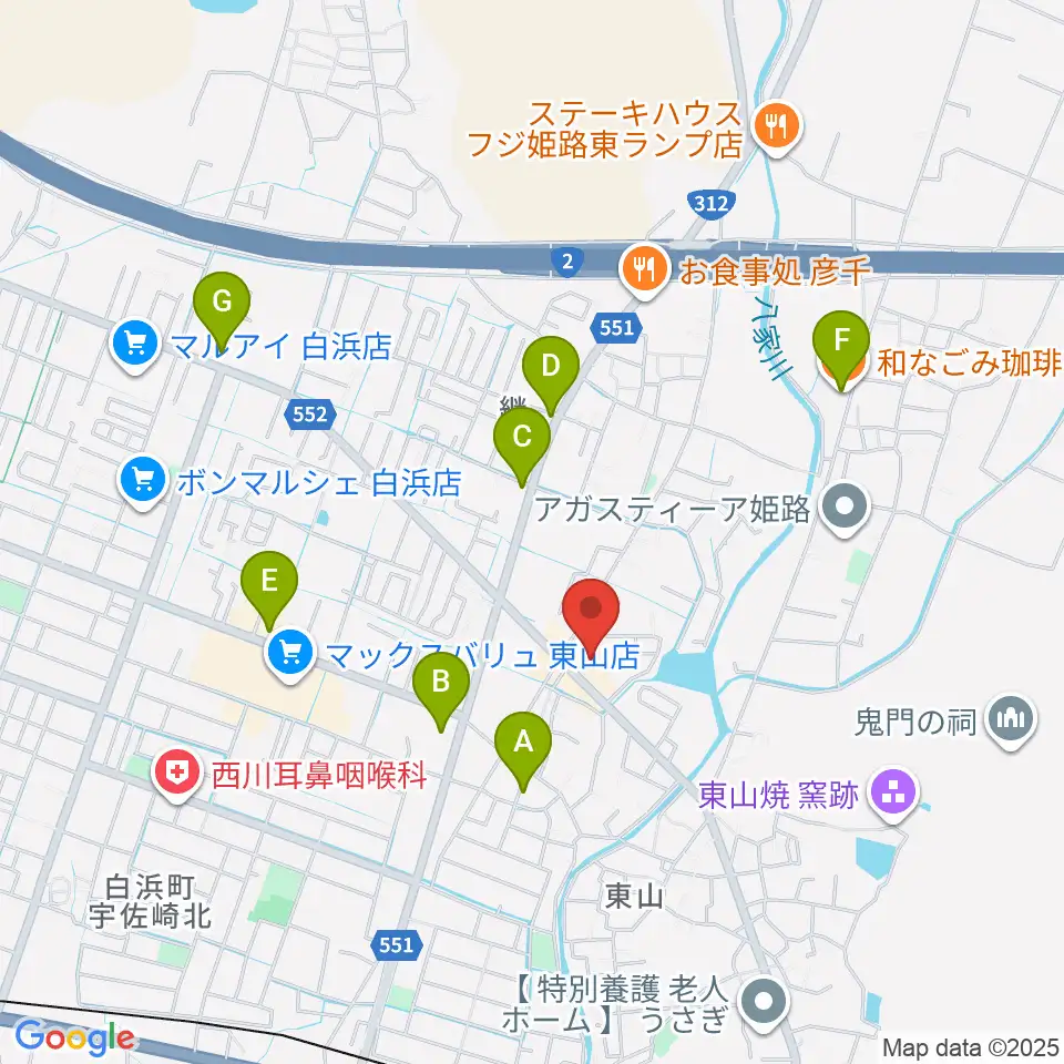 ベータミュージック姫路東店周辺のカフェ一覧地図