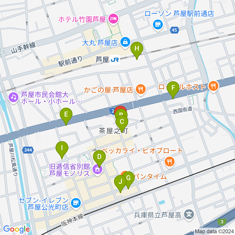 ステージ・アール周辺のカフェ一覧地図