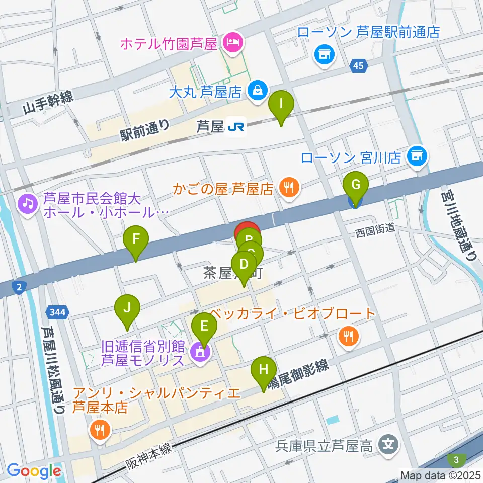 ステージ・アール周辺のカフェ一覧地図