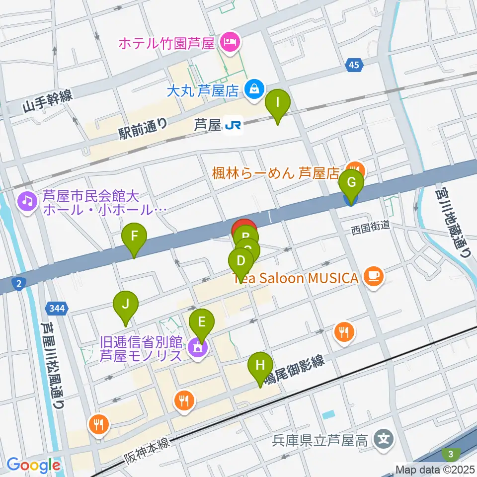 ステージ・アール周辺のカフェ一覧地図